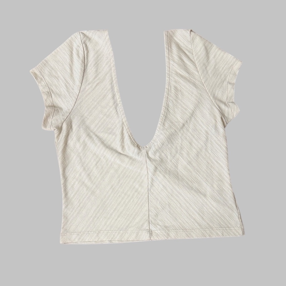 Free People Intimately Cream Double V-Neck Cropped Top